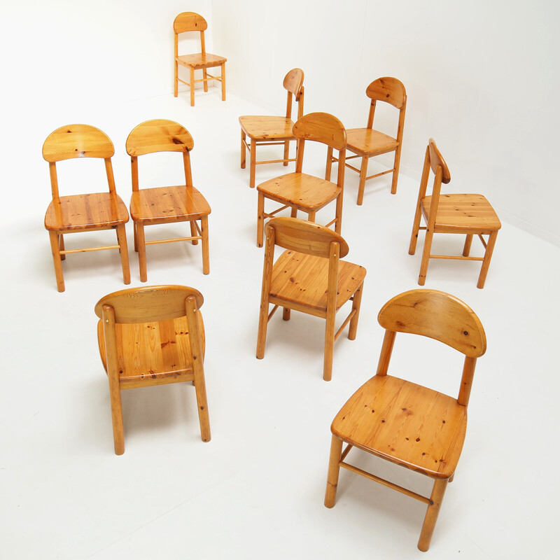 Conjunto de 10 cadeiras "Rainer Daumiller" vintage em madeira maciça de pinho, década de 1970