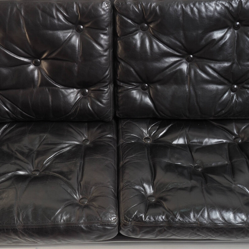 Vintage black leather sofa by Karl Erik Ekselius, 1960s