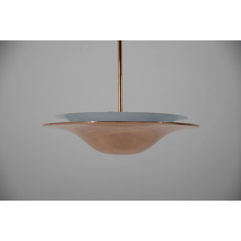 Vintage Bauhaus copper chandelier by Drukov, Czechoslovakia 1930s