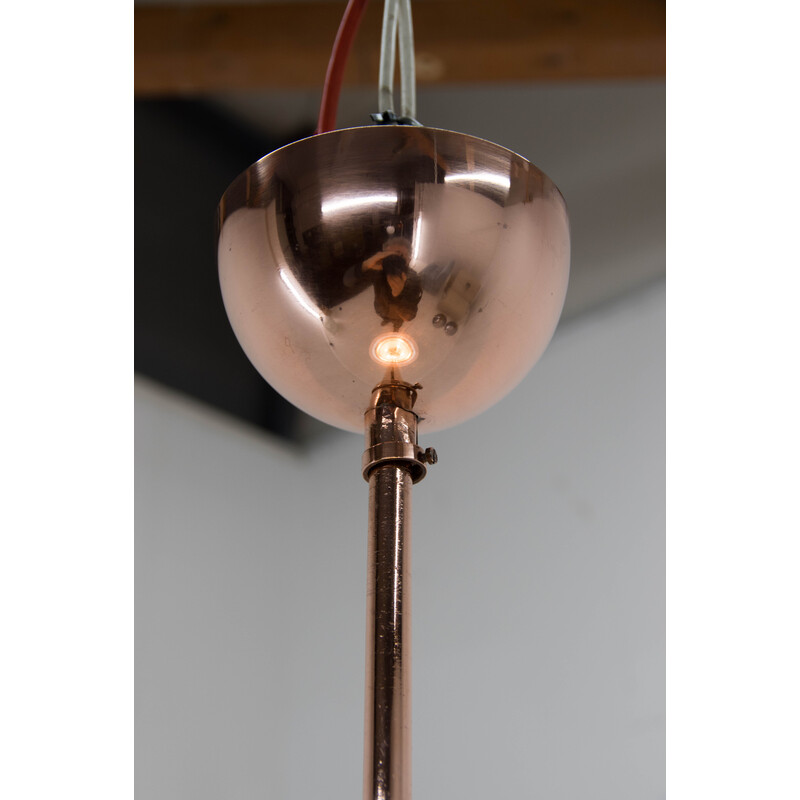 Vintage Bauhaus copper chandelier by Drukov, Czechoslovakia 1930s