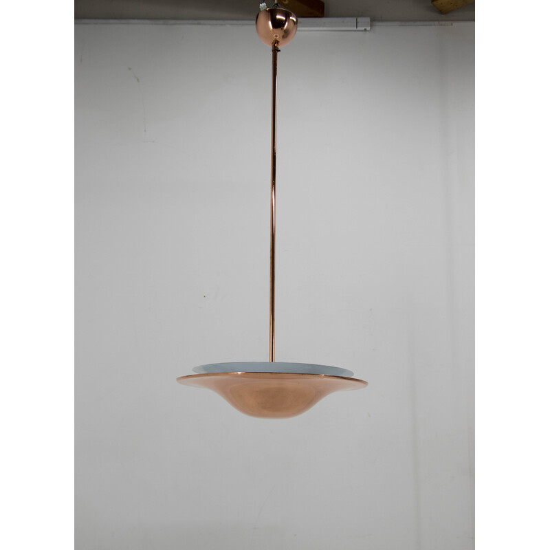 Lámpara de cobre vintage Bauhaus de Drukov, Checoslovaquia años 30