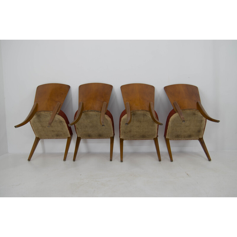 Ensemble de 4 chaises Art Déco vintage H-214 par Jindrich Halabala pour Up Závody, 1950