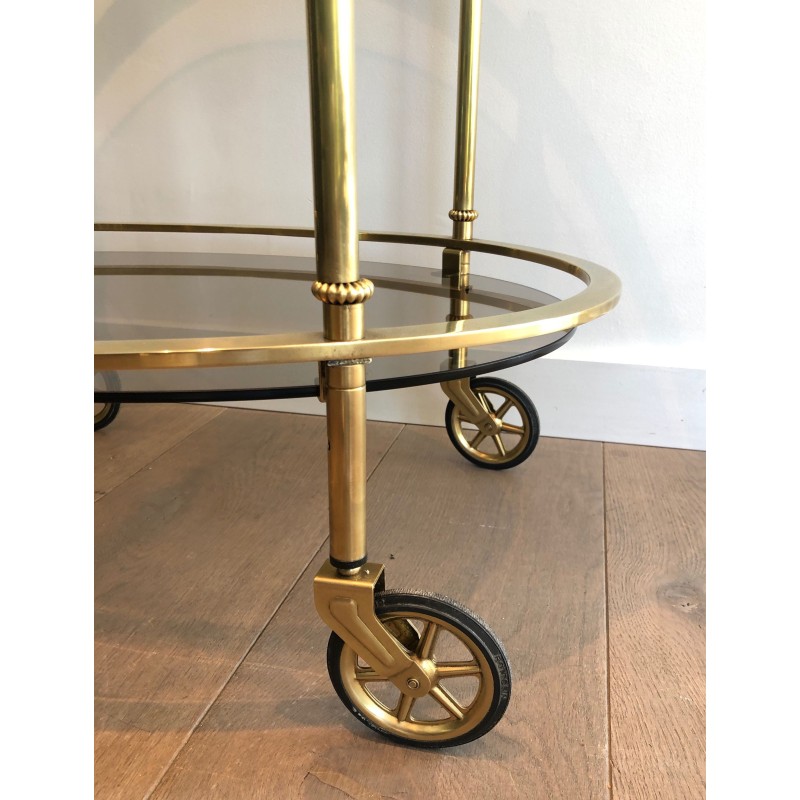 Carrello ovale d'epoca in ottone di La Maison Jansen, 1940