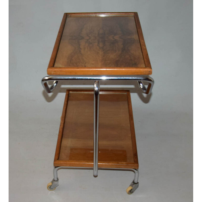 Vintage chrome serving table by Jindřich Halabala for Thonet