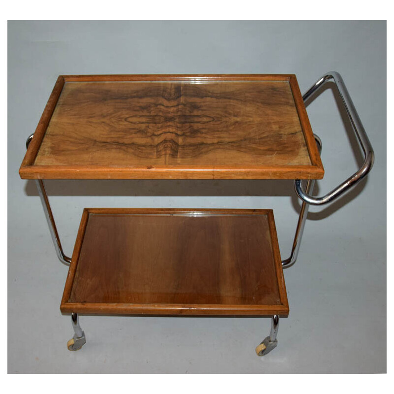 Mesa de servicio cromada vintage de Jindřich Halabala para Thonet