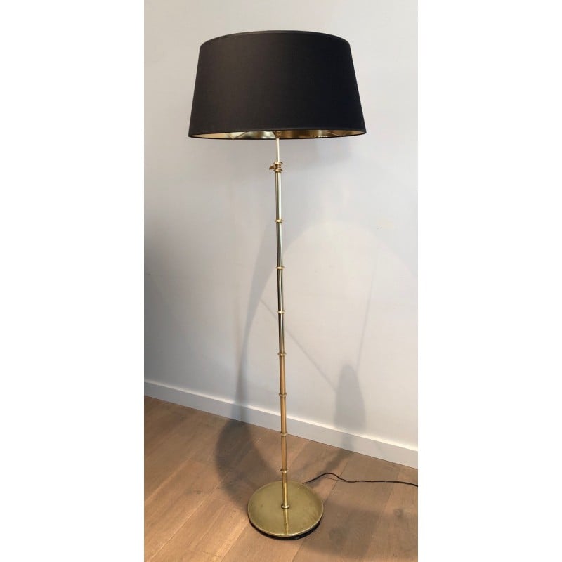 Lampada da terra in ottone vintage, 1970