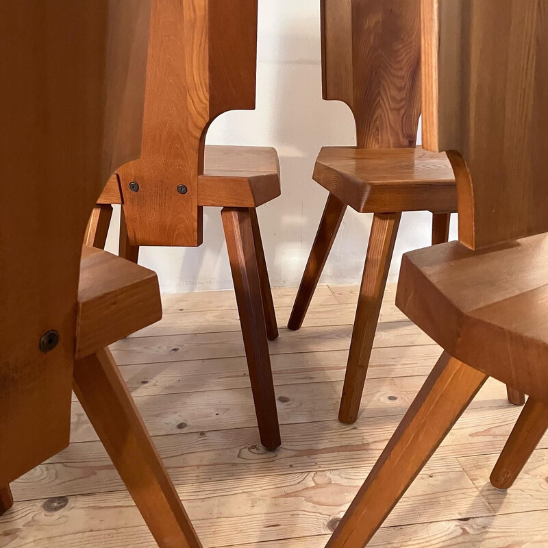 Set van 6 vintage S.28.A stoelen van Pierre Chapo, 1970.