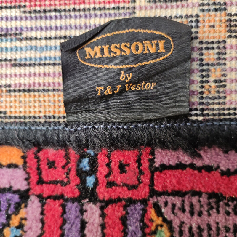 Vintage geometric Italian woolen rug by Missoni for T and J Vestor, 1980s