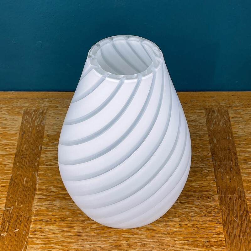 Vase vintage en verre de Murano blanc, Italie 1980
