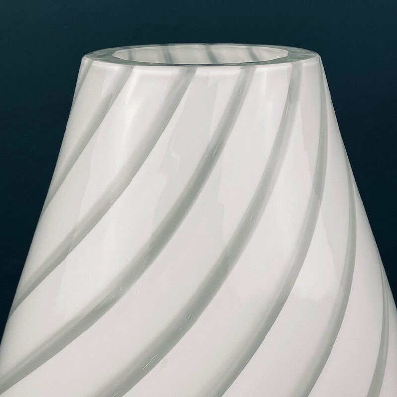 Vintage white Murano glass vase, Italy 1980s