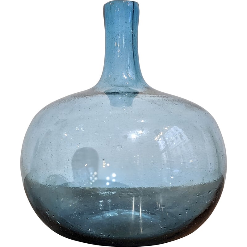 Vaso de vidro azul vintage de Claude Morin, França 1960