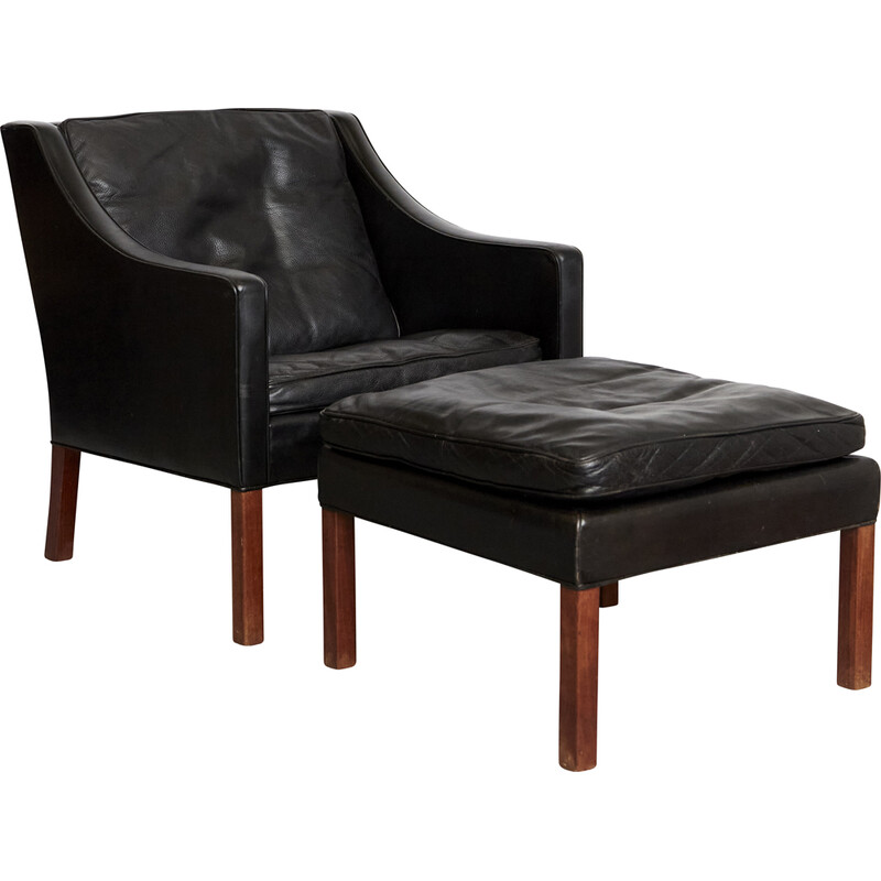 Fauteuil et ottomane vintage No. 2207 de Børge Mogensen pour Fredericia, 1960