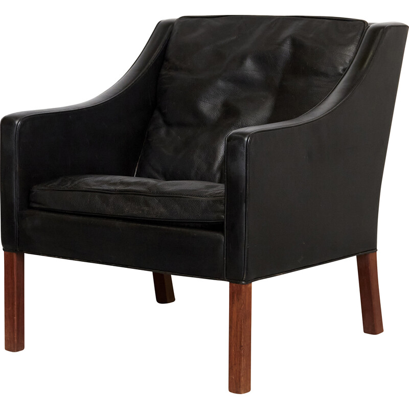 Vintage No. 2207 leather armchair by Børge Mogensen for Fredericia, 1960s