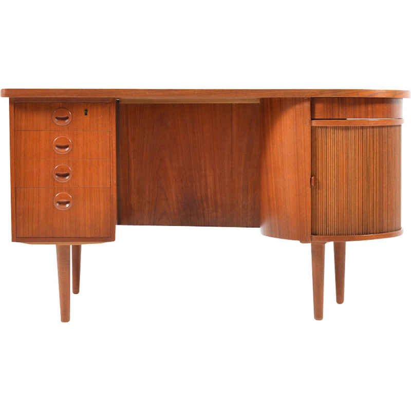 Brown desk in teak model 54 by Kai Kristiansen for FM Furniture- 1950s