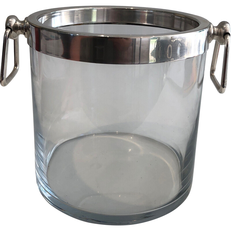 Vintage silver plated and glass champagne bucket, 1970s