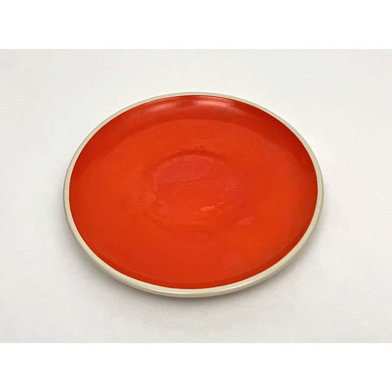 Serviço de chá Vintage em vermelho coral por Dante Baldelli para Rometti, Itália 1940