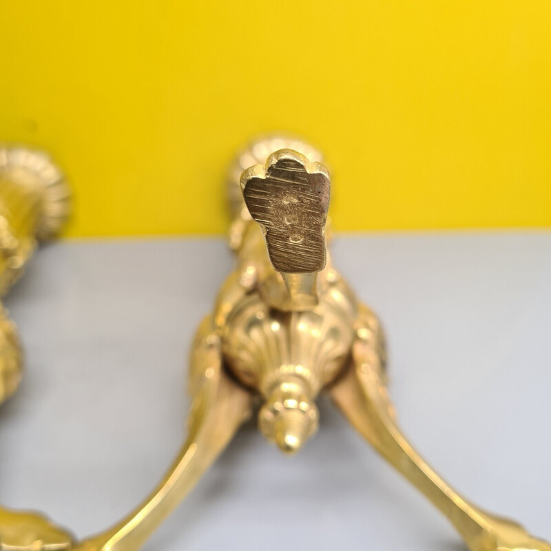 Par de castiçais de bronze dourado vintage, França