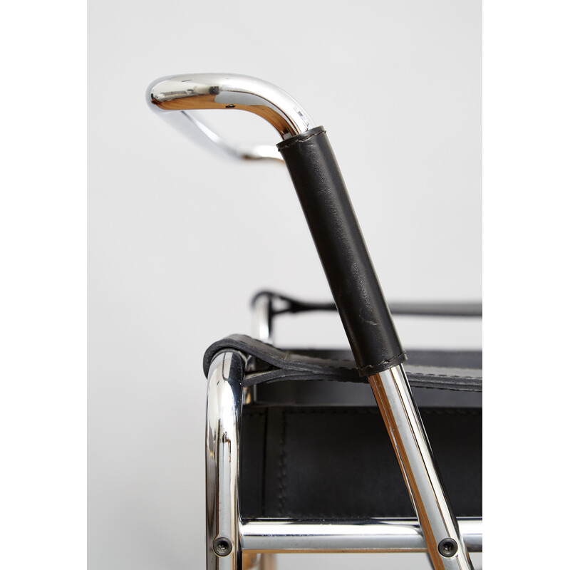 Cadeira de braços Vintage B3 Wassily em pele de Marcel Breuer para Gavina