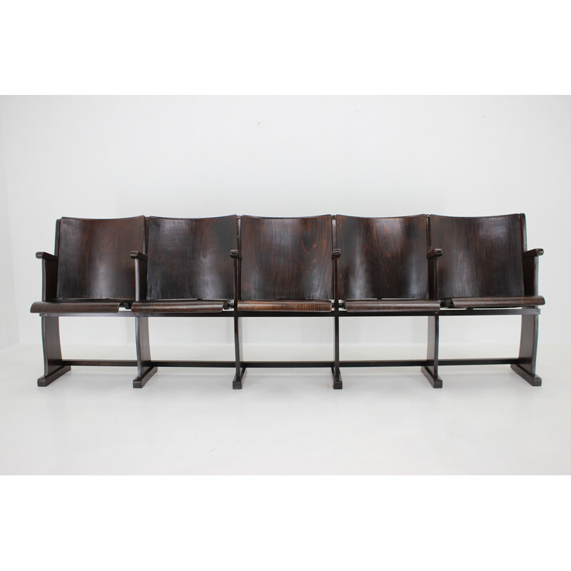 Vintage 5-seater cinema bench for Ton, Czechoslovakia 1960s