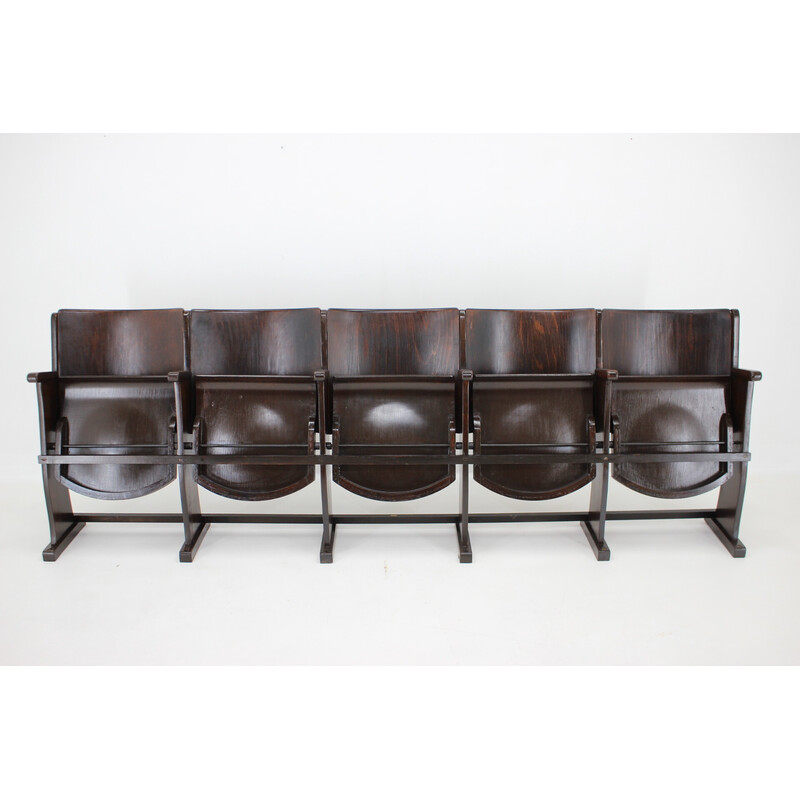 Vintage 5-seater cinema bench for Ton, Czechoslovakia 1960s