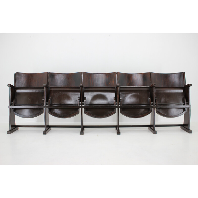 Vintage 5-seater cinema bench for Ton, Czechoslovakia 1960s