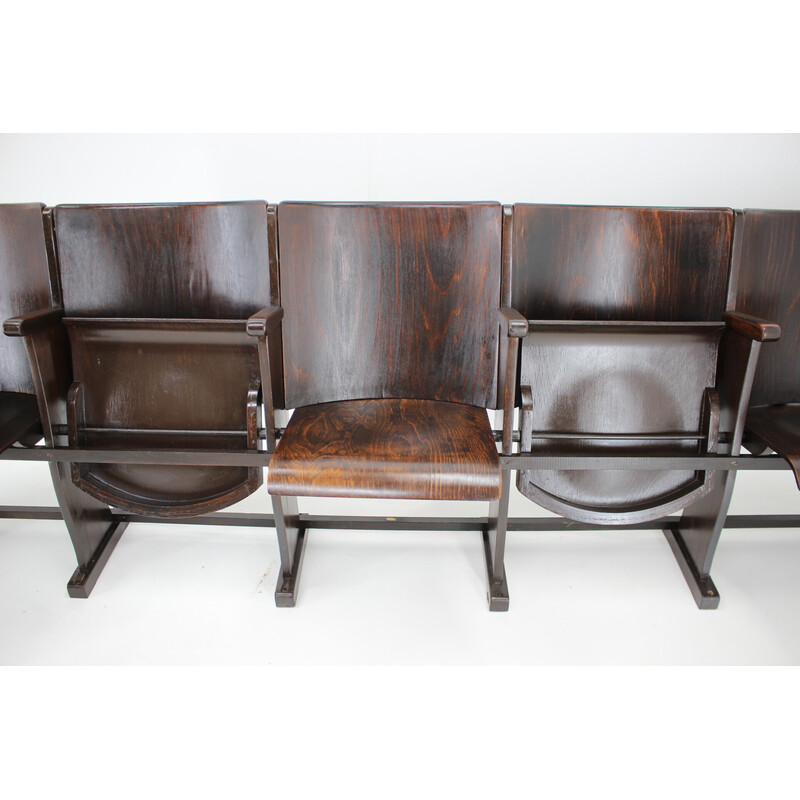 Vintage 5-seater cinema bench for Ton, Czechoslovakia 1960s