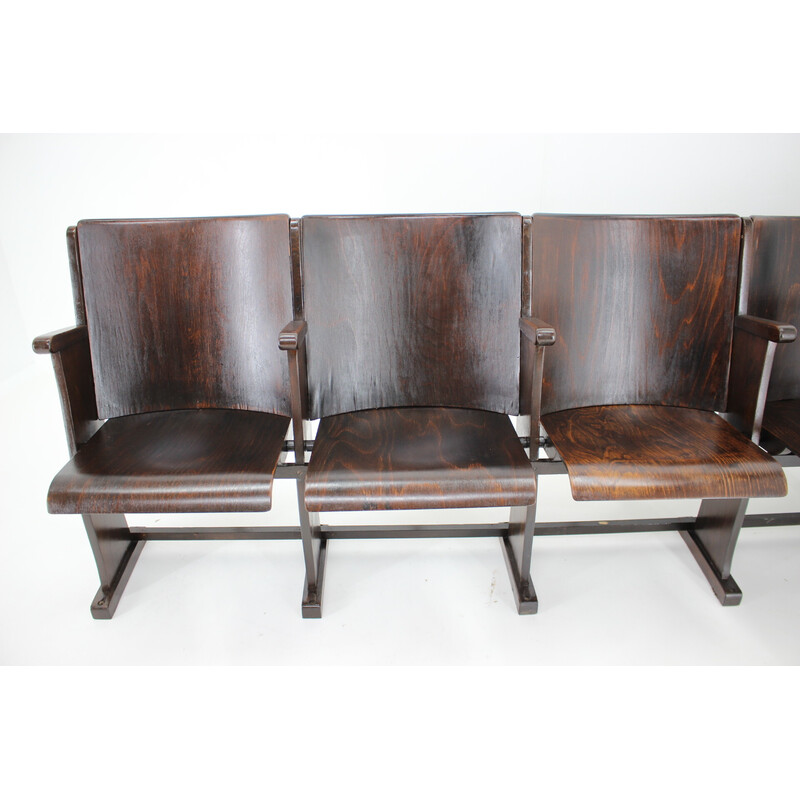 Vintage 5-seater cinema bench for Ton, Czechoslovakia 1960s