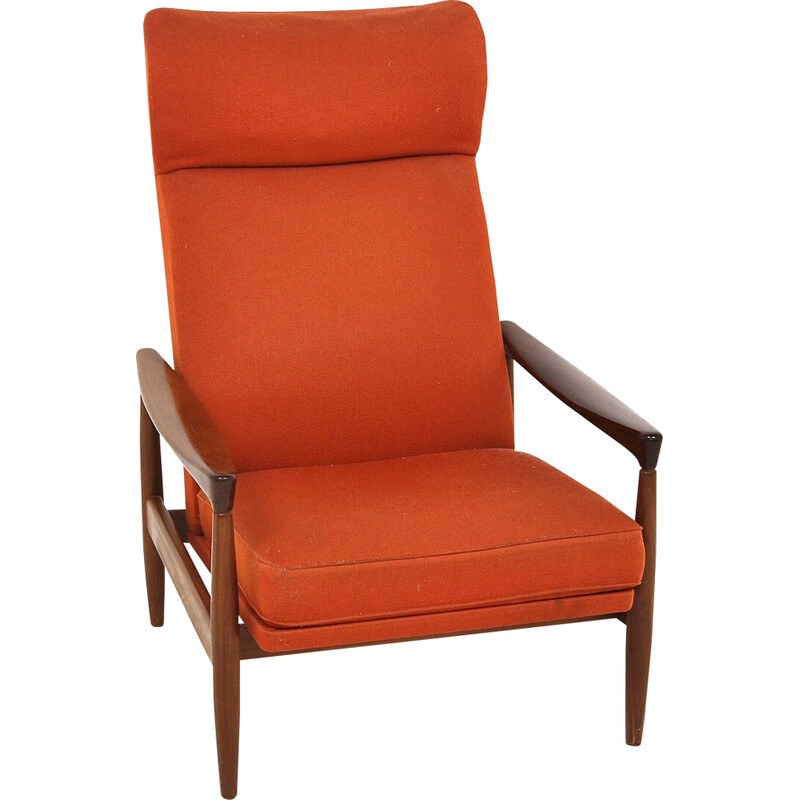 Vintage "Kolding" armchair in teak and fabric by Erik Wørtz for Möbel-Ikea, Sweden 1960s