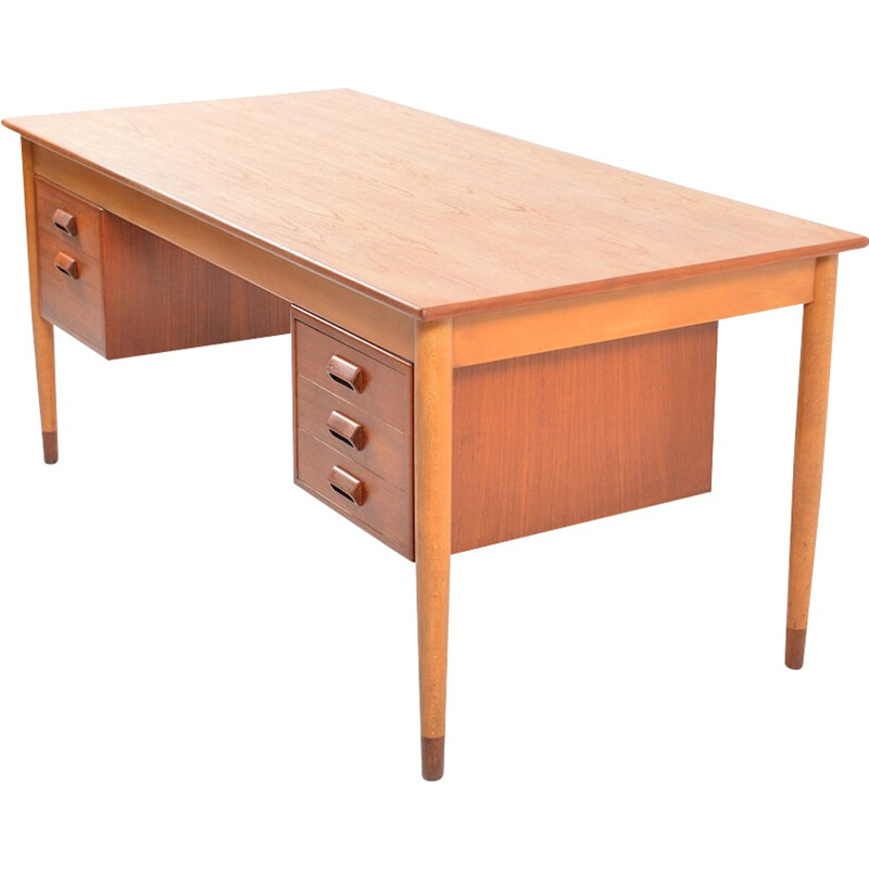 Børge Mogensen Teak and Beech Desk for Søborg Møbelfabrik - 1950s