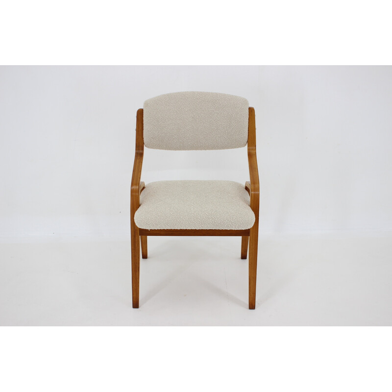 Set of 4 vintage bentwood and bouclé fabric chairs by Ludvík Volák for Dřevopodnik Holešov, Czechoslovakia 1970s