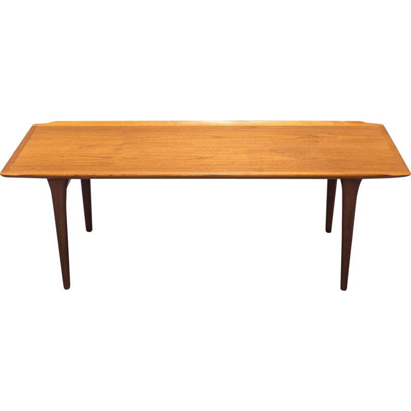 Danish teak coffee table with raised edges - 1950s