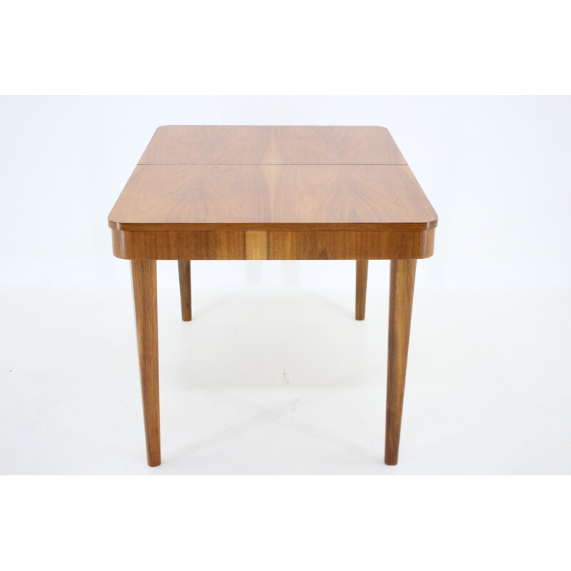 Vintage extendable dining table in walnut by Jindrich Halabala, Czechoslovakia 1940s