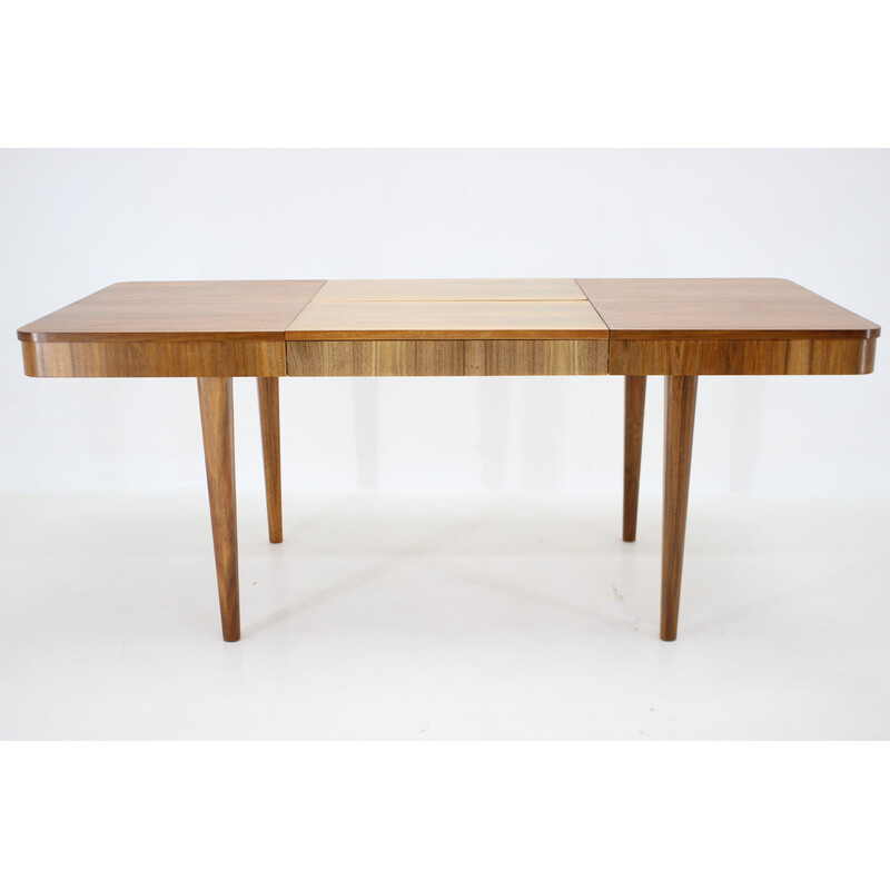 Vintage extendable dining table in walnut by Jindrich Halabala, Czechoslovakia 1940s