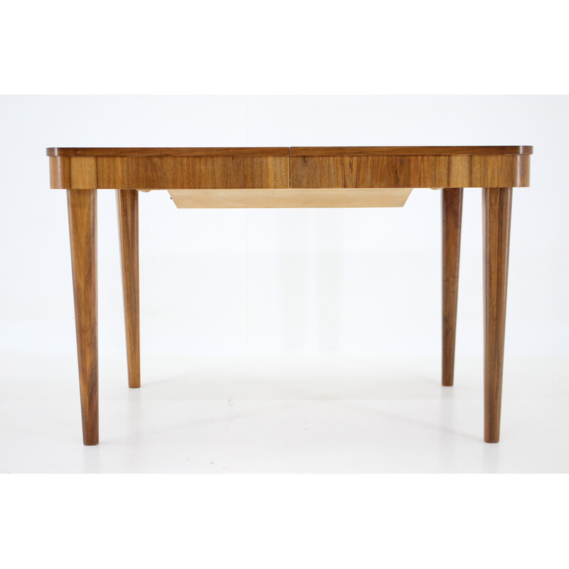 Vintage extendable dining table in walnut by Jindrich Halabala, Czechoslovakia 1940s