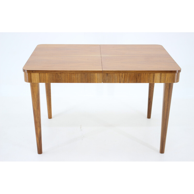 Vintage extendable dining table in walnut by Jindrich Halabala, Czechoslovakia 1940s