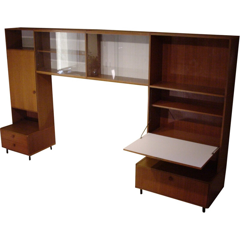 Brown bookcase in teak produced by BEHR - 1960s