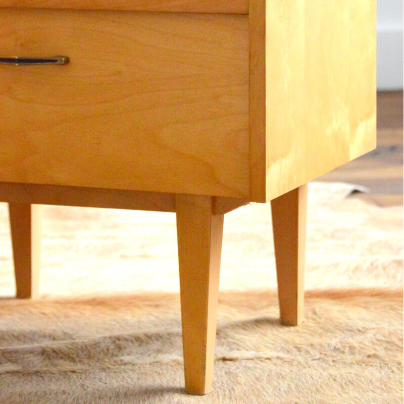 Pair of vintage wood and brass night stands, 1950s-1960s