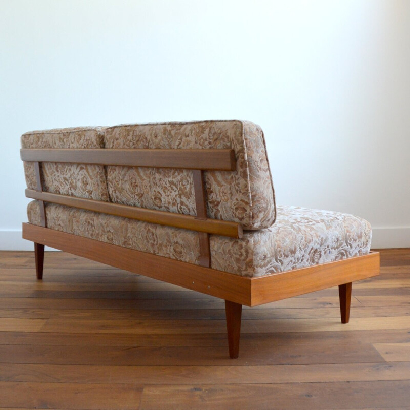 Skandinavisches Vintage-Schlafsofa aus Teakholz, Federn und Wolle, 1960