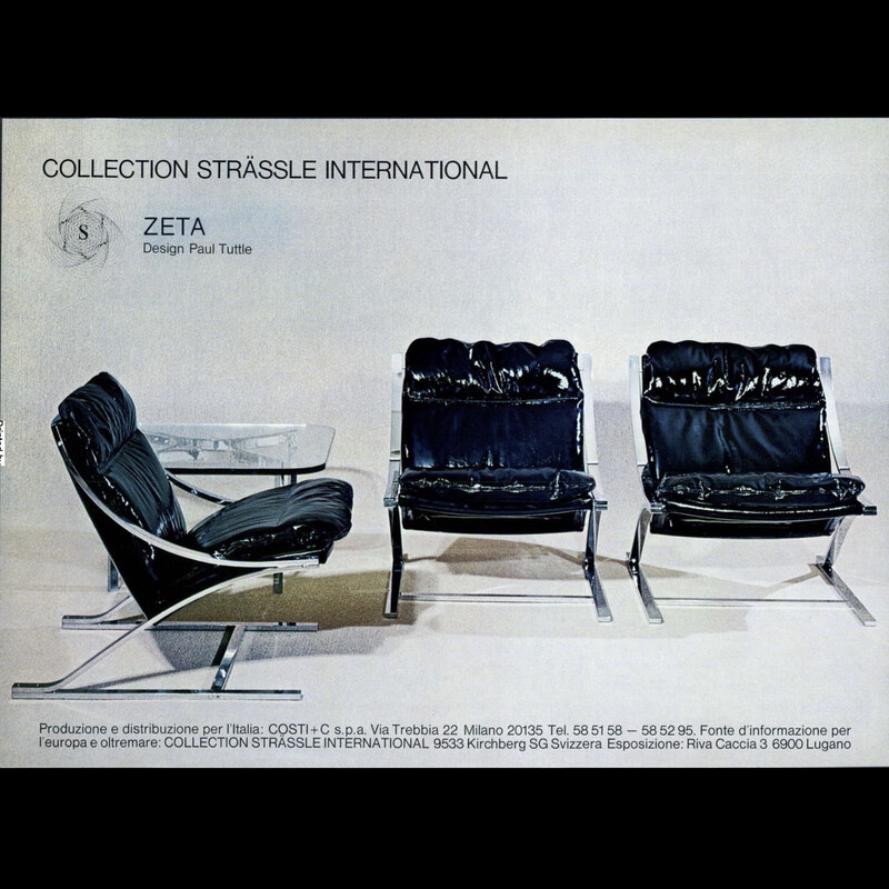 Paire de fauteuils vintage Zeta en métal chromé et velours vert par Paul Tuttle pour Strassle international, 1970