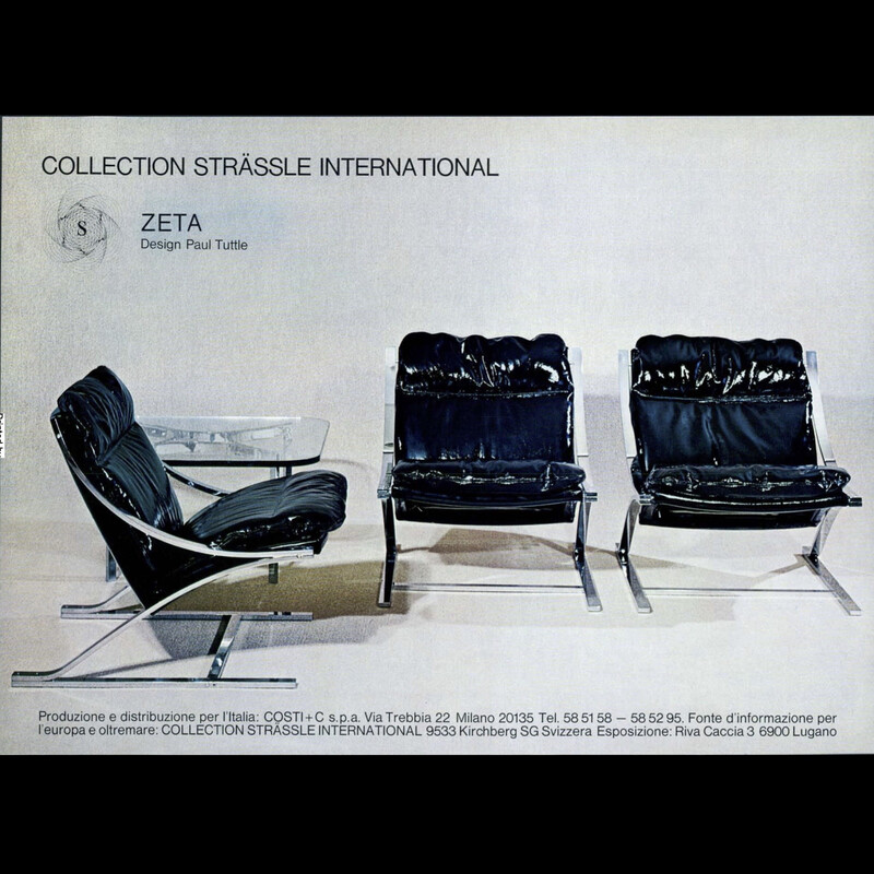 Vintage paar Zeta fauteuils in verchroomd metaal en groen fluweel van Paul Tuttle voor Strassle international, jaren 1970