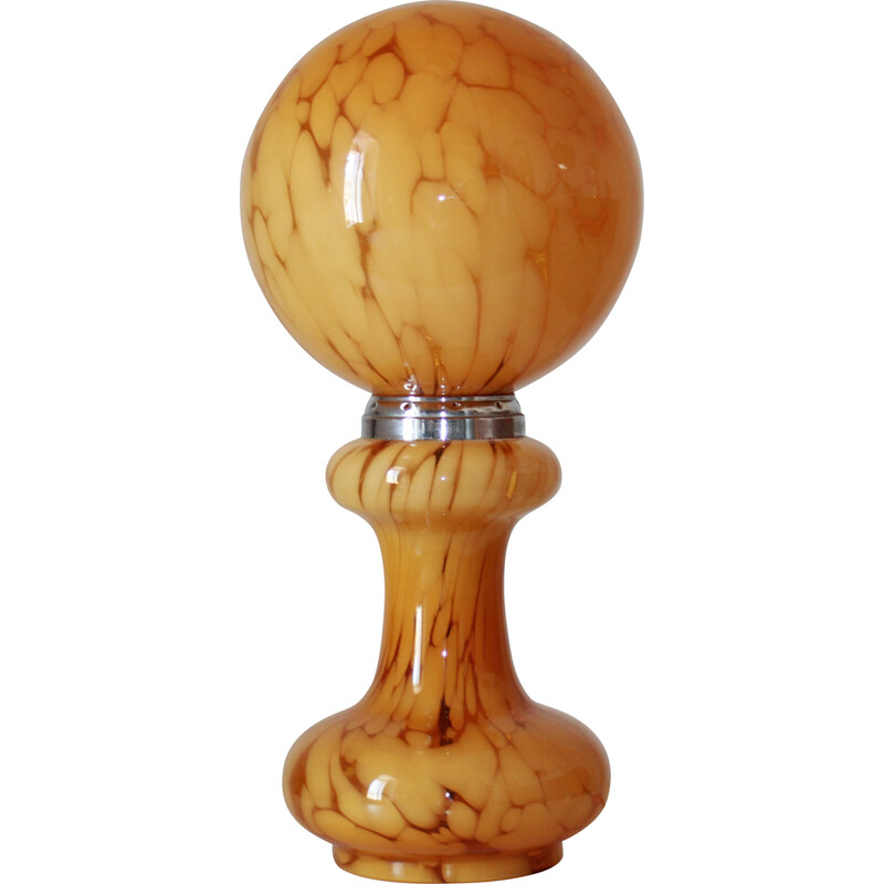 Lámpara de sobremesa vintage de cristal de Murano amarillo de Carlo Nason para Mazzega, años 60