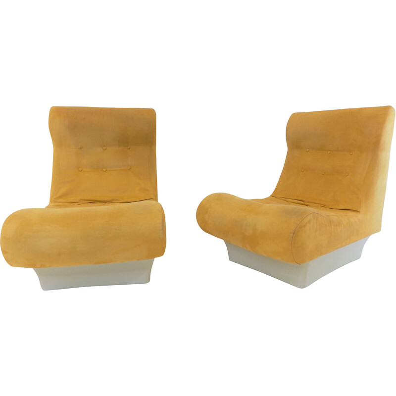 Pair of vintage Alcantara armchairs by Otto Zapf Sofalette, 1970s