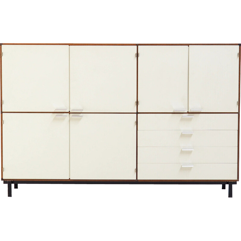 Vintage two-level sideboard in wengé and white by Cees Braakman for Pastoe