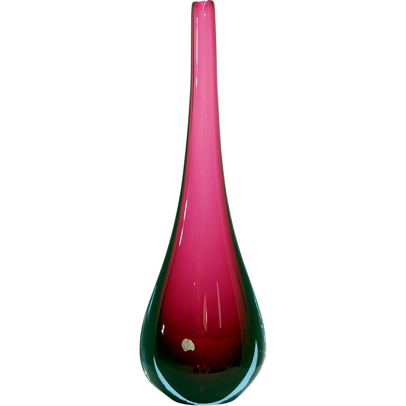 Vase vintage "Sommerso" en verre de Murano violet et bleu, Italie 1950-1960