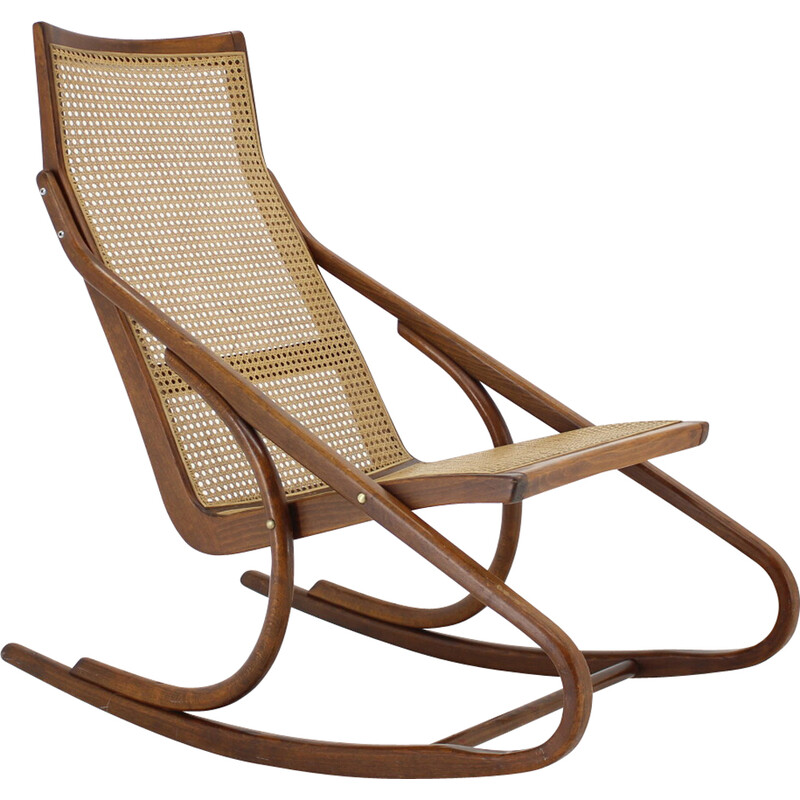 Chaise à bascule vintage en bois courbé par Antonin Suman, Tchécoslovaquie 1960