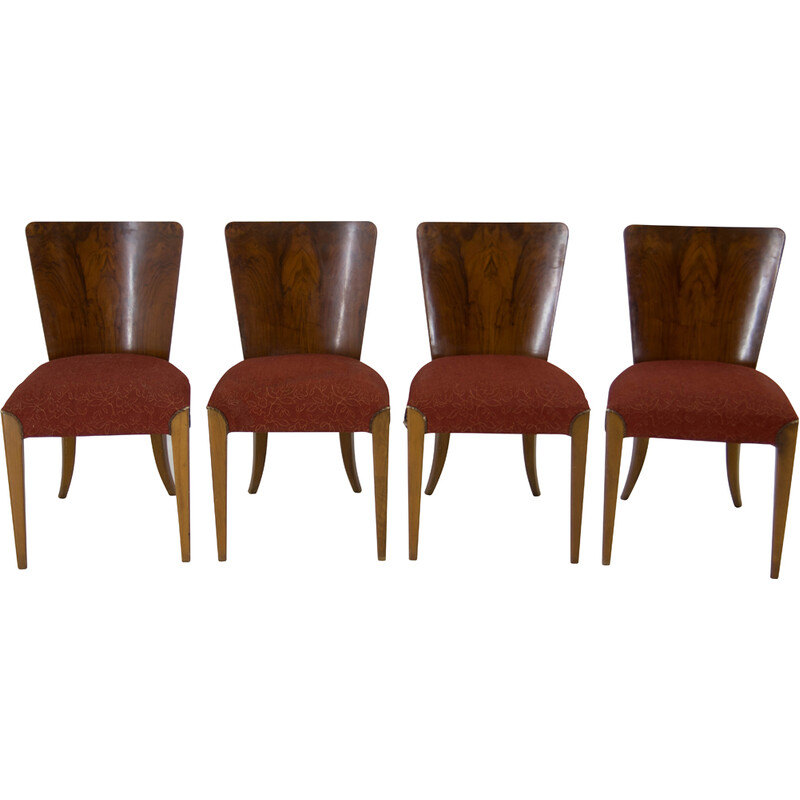 Set of 4 vintage Art Deco dining chairs H-214 by Jindrich Halabala for Up Závody, 1950s