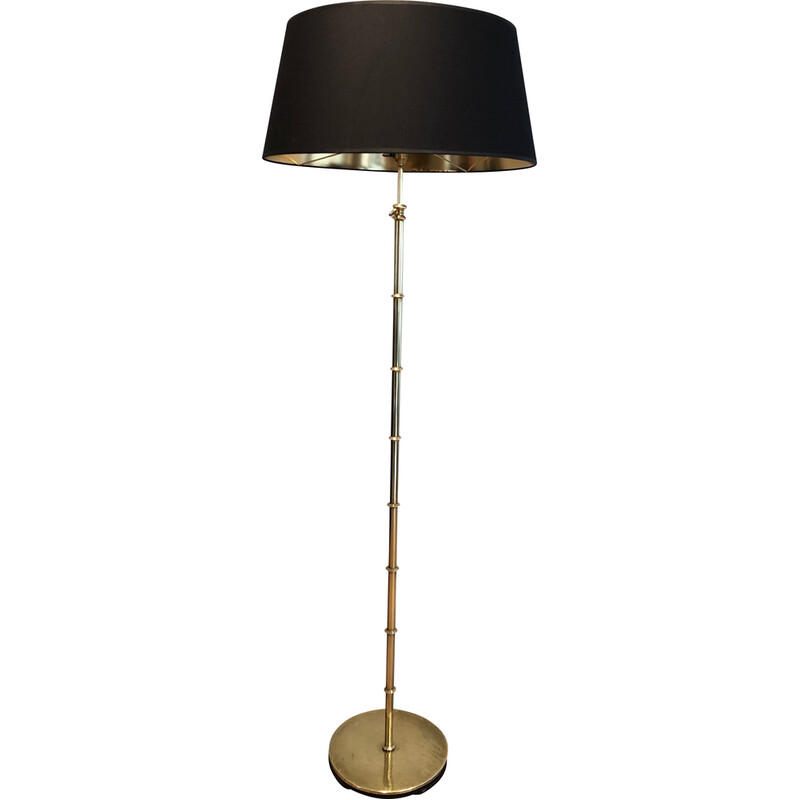 Lampada da terra in ottone vintage, 1970