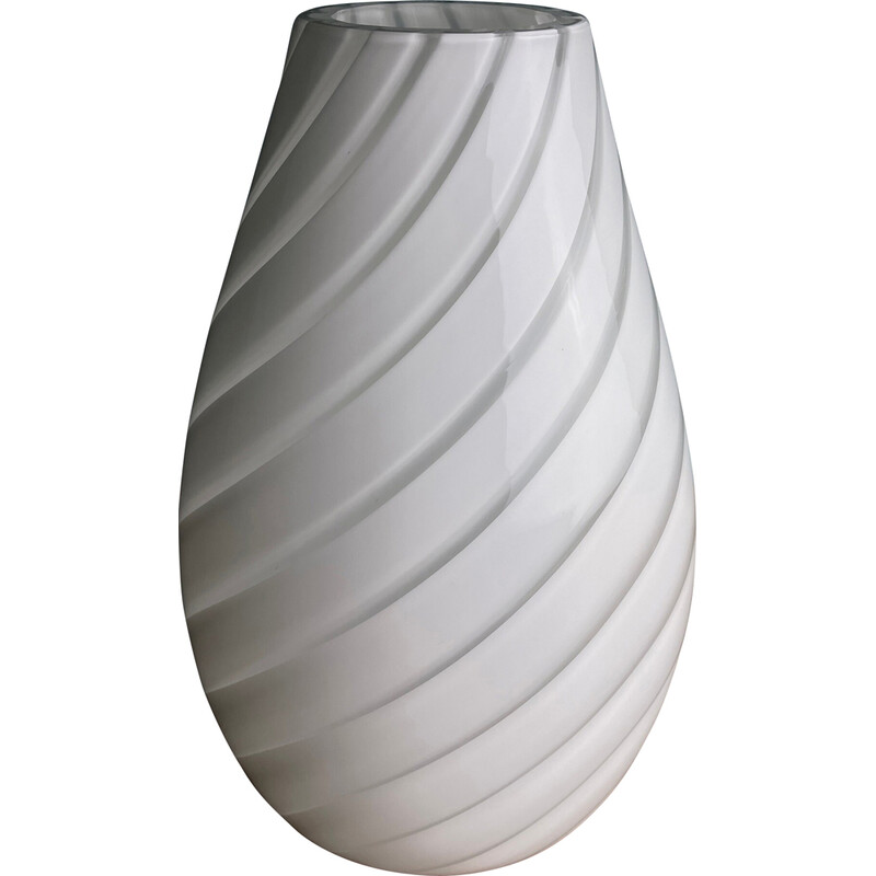 Vintage vaso de vidro Murano branco, Itália 1980s