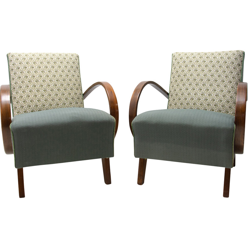 Pair of vintage bentwood armchairs by Jindřich Halabala for Up Závody, 1950s