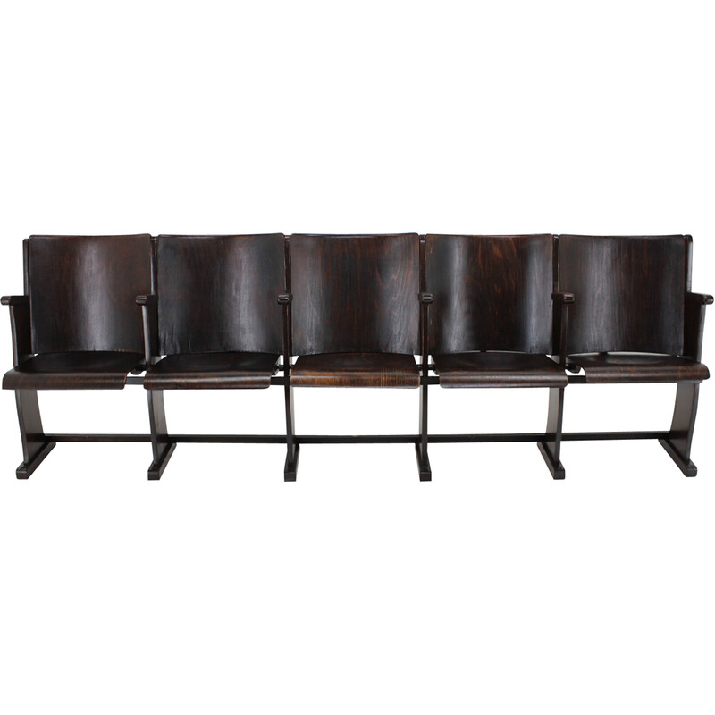 Vintage 5-seater cinema bench for Ton, Czechoslovakia 1960s